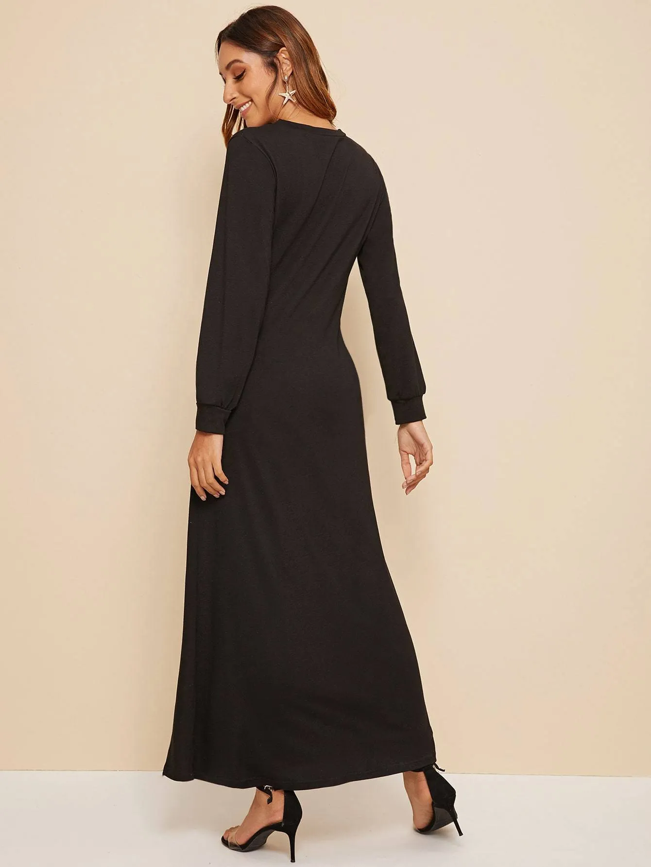 Solid Asymmetrical Hem Longline Tee