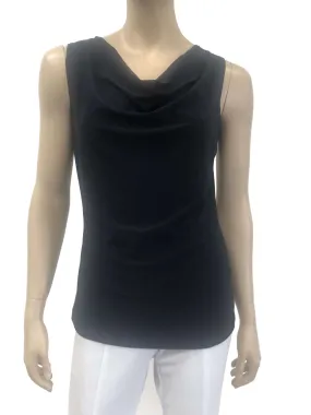 Women's Camisole Navy Sleeveless Draped Neck tank Top On Sale 50 OFF Sizes S-XLARGE On Sale Now Quality Stretch Fabric Comfort Fit Made In Canada Yvonne Marie Boutiques